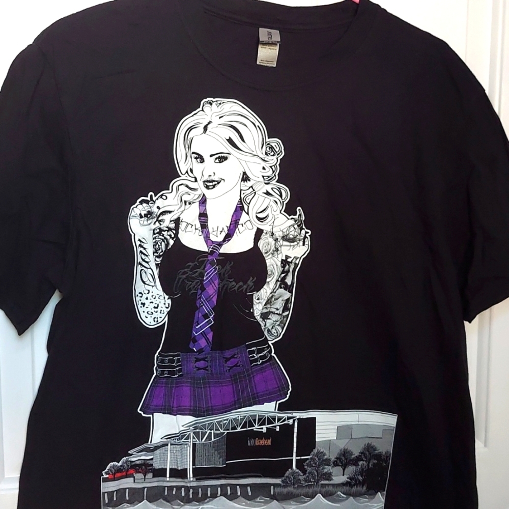 Black tshirt hockey girl